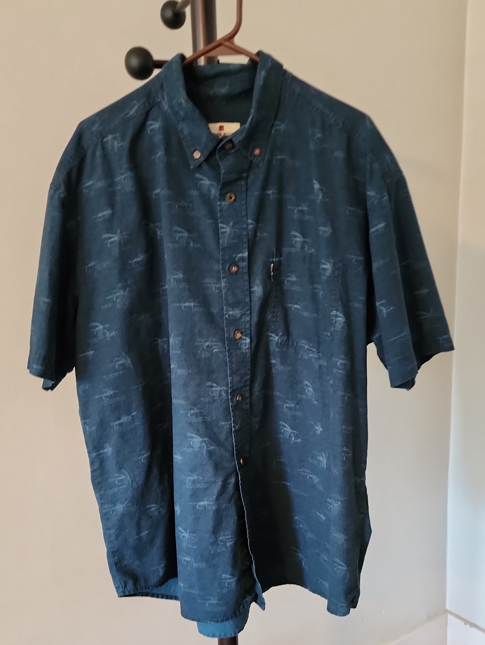 Woolrich Navy Short-Sleeve Button-Down Shirt
